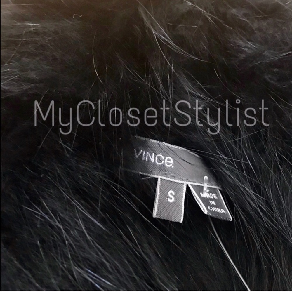 VINCE Black Fur Jacket $1,800 Coat Vest! NWT Raccoon Small Silky SOFT! - Picture 3 of 8